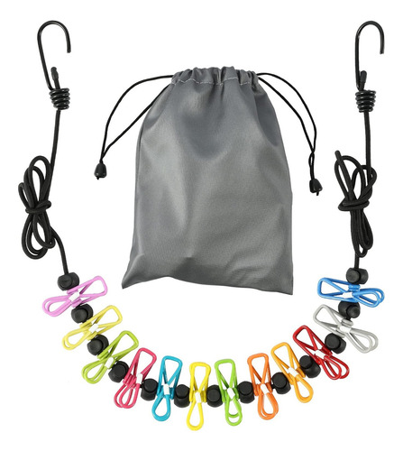 Timotech Tendedero Portátil De Viaje Con 12 Pinzas Color Negro