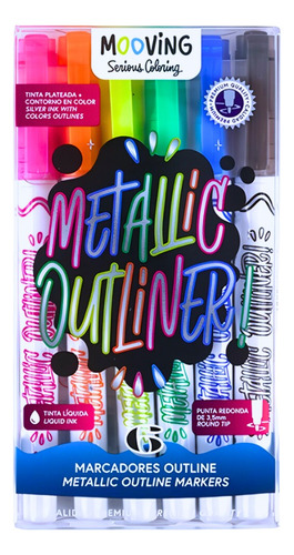 Marcadores Outliner Metallic Outliner 6 Colores Mooving