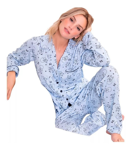 Imagen 1 de 3 de Pijama Mujer Invierno Modal Abotonado Bianca Secreta