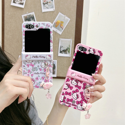 B Funda De Hello Kitty Con Dije Para Celular Zflip3/4/5/6
