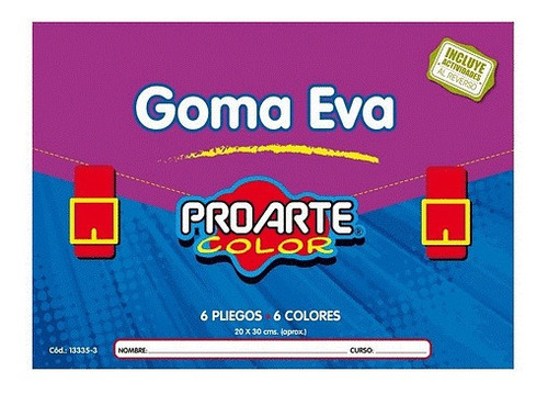 Carpeta De Goma Eva Proarte 6 Pliegos 6 Colores