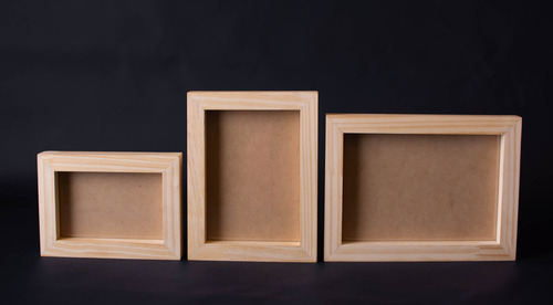 Cuadro Madera 20x20 Con Vidrio Y Gancho Para Colgar Pino Natural Box