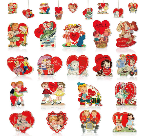 36 Piezas De Decoraciones Vintage De San Valentín Para Árbol