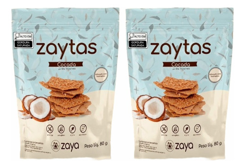 Kit 2x: Biscoito Zaytas Cocada Sem Glúten Zaya 80g