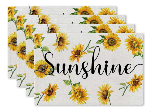 Juego De 4 Manteles Individuales, Sunflower Sunshine, Mantel