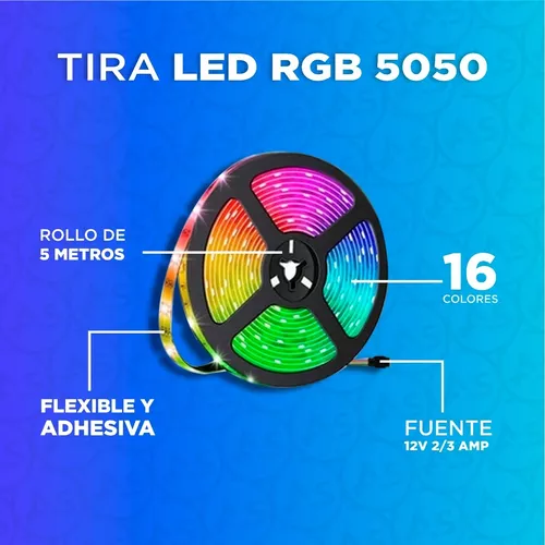 LUCES TIRA LED RGB 5 METROS CON CONTROL