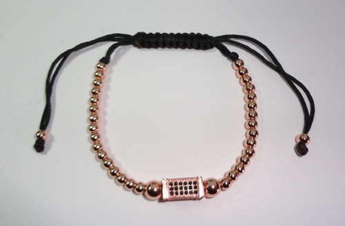 Pulsera Unisex Anil Pasador Pavimet Geométrico Cz Oro Rosa