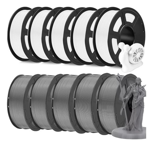 10kg Filamento De Impresión 3d Petg De Alta Calidad, 1.75mm 5 Blancos 5 Grises
