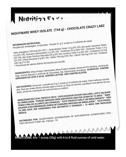 Nightmare Whey Isolate 744g Crazy Labz