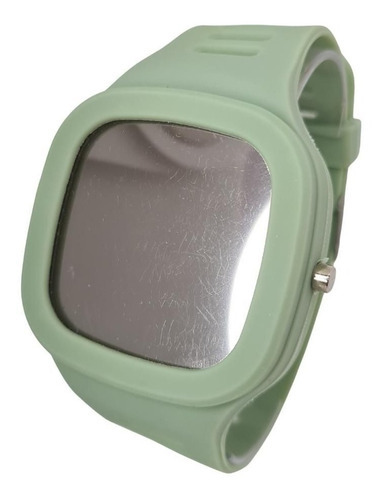 Correa de reloj deportivo unisex con espejo digital para hombre, color verde claro