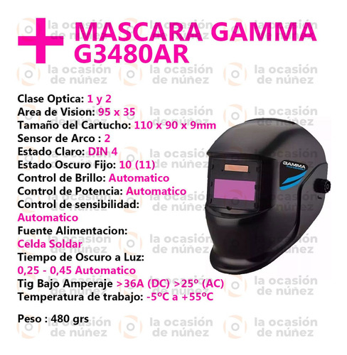 Imagen 3 de 8 de Soldadora Electrica Gamma Inverter 120a + Mascara Maquina