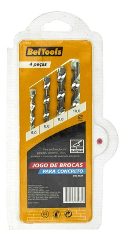 Jogo Brocas De Vídea Concreto C/ 4 Peças 5 À 10mm Beltools