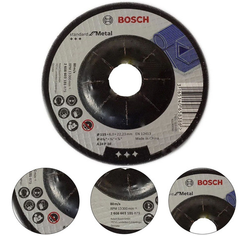 Kit 100 Discos De Desbaste P/ Metal Standard 4 -1/2 Bosch