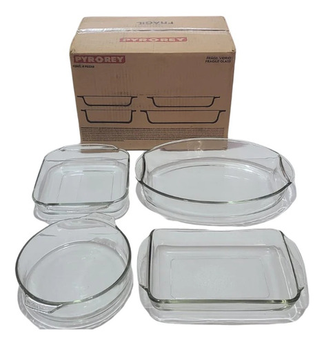 Set De 4 Fuentes De Vidrio Para Hornear Refrigerar Pyrorey 