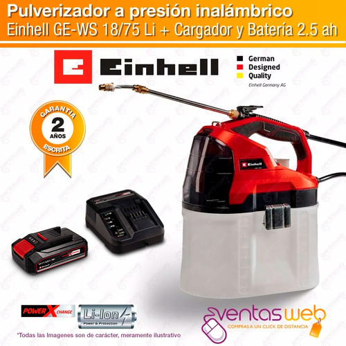 Imagen 2 de 6 de Fumigador Inalambrico 7,5 Lts Einhell + Carg Y Bateria 18v