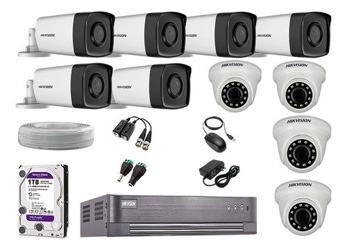 Kit 10 Cámaras Seguridad It3f Hikvision Full Hd 1tb | 40m Ir