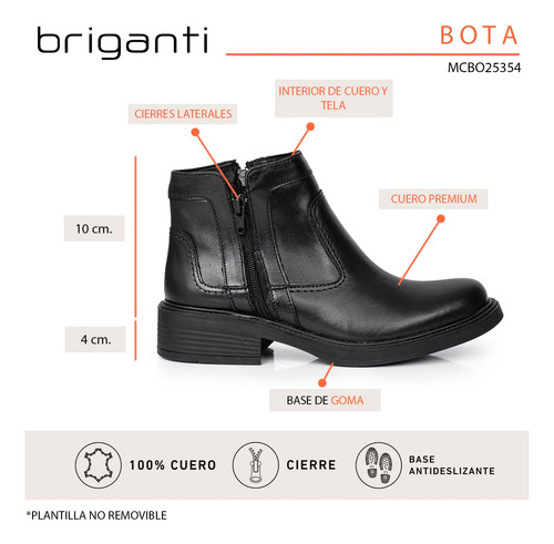 Bota Cuero Mujer Botita Clasica Botineta Zapato Briganti