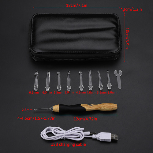 Ganchos De Ganchillo 9 En 1 Recargables Por Usb Con Iluminac