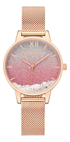 Reloj Minimalista Elegante Rosa Para Mujer Cielo Estrellado