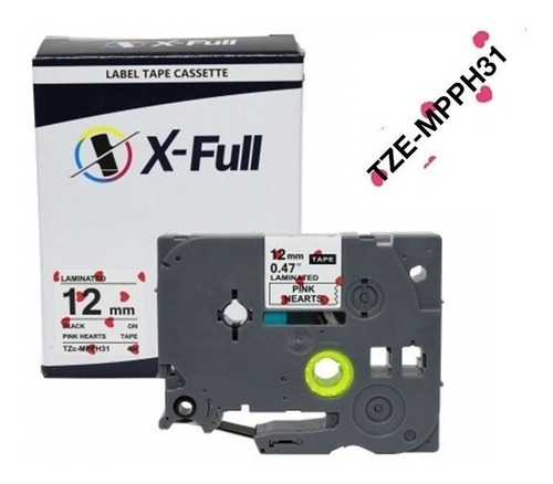 Imagem 8 de 8 de Fita Compativel Rotulador Pt-d210 Tze-mpph31 Rosa Corações