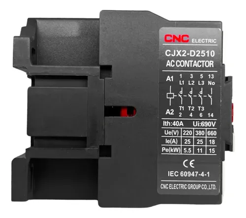 Contator Tripolar CNC Trifásico 25A Potência 5.5kW Modelo CJX2-D