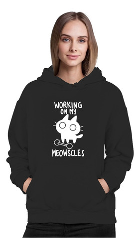 Poleron Gatito Fitness Trabajando En Mis Musculos Kawaii Style Swag Moda Mujer Kawai Gato