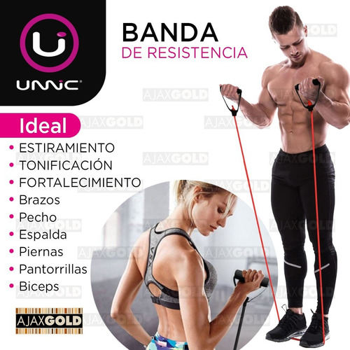 Imagen 3 de 7 de Banda Resistencia Manija Latex Tension Media Fitness Larga