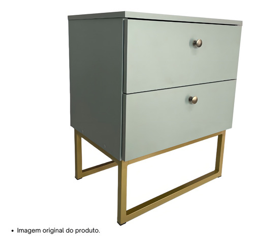 Mesa De Cabeceira Com Pés Metalon Dourado Acabamento Fosco Cor Verde Jade