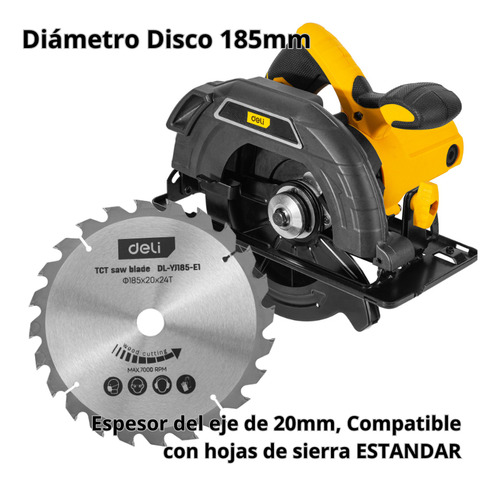 Sierra Circular 1300w Disco 185mm X 20mm 24t Deli Profesiona