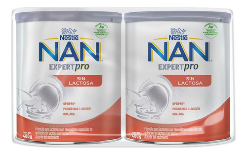 Nan Sin Lactosa 400g X 2 - Kit Doble De Fórmula