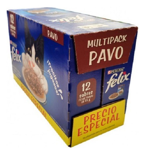 Sobres Para Gato Felix Alimento Premios Sabor Pavo 36x85g