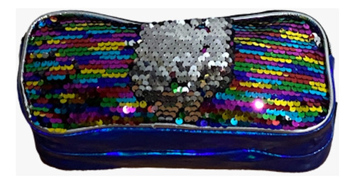 Lapicera Escolar 2 Cierres Colores Lentejuelas Reversible