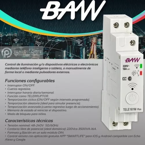 Interruptor Inteligente Wifi Baw Tele161m+ Din App Smartlife