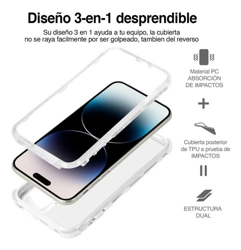 Funda Para iPhone Uso Rudo Alto Impacto Transparente 3 En 1 Nombre Del Diseño iPhone 14 Pro Max 6.7 Color Transparente