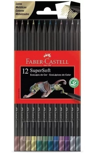 Lápices Faber Castell X12 Metalicos Supersoft