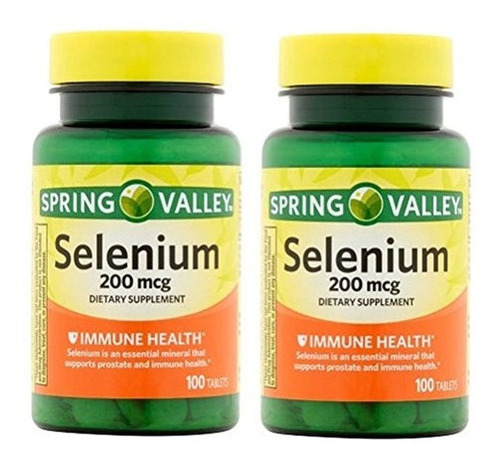 Spring Valley - Selenio 200 Mcg, 100 Tabletas (paquete De 2)