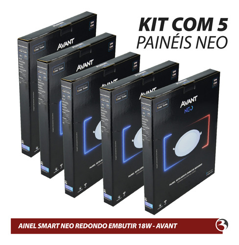 Kit 5 Painel Plafon Embutir Led Neo Google Alexa Echo Avant