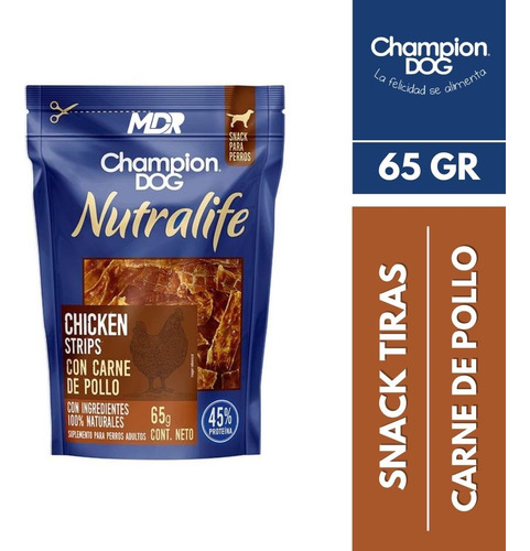 Champion Dog Snack Nutralife Chicken Strips 65gr | Mdr