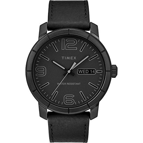 Timex Mens Tw2r64300 Mod 44 Black Leather Strap Watch