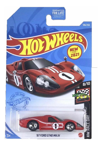 Imagen 2 de 7 de Auto Hot Wheels 67 Ford Gt40 Mk.iv Mattel De Metal La Plata