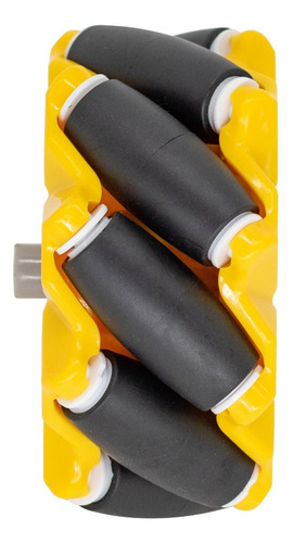 Roda Pneu Omnidirecional 80mm Mecanum Amarelo (esquerda)