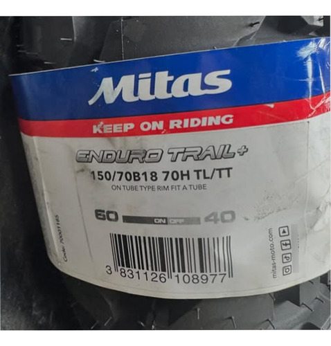 Cubierta Mitas Trasera 150/70-18 70h Enduro Trail Cut