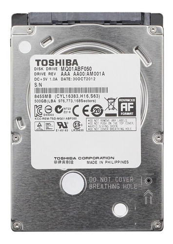 Disco Duro Toshiba Mq01abf050 2.5 500gb Sata 5400rpm