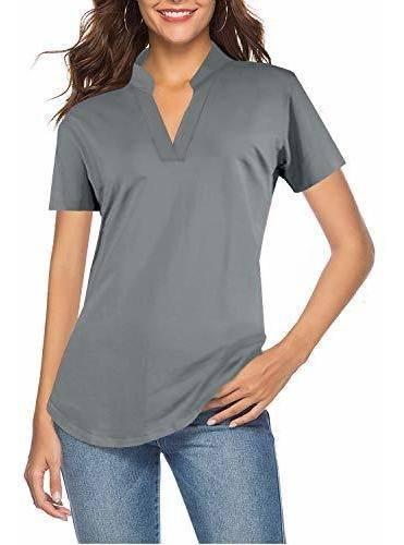 Ceasikery Blusa De Manga Corta Con Cuello En V Para Mujer, B