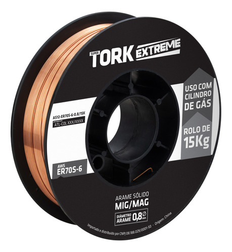 Arame Para Solda Mig Cobreado Uso Com Gás 0.8mm 15kg Tork