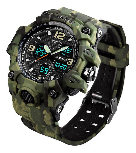 Reloj Hombre Skmei 1155 Cronometro Camuflado Militar Tactico Color De La Malla Camuflado Verde Color Del Bisel Camuflado Verde/negro Color Del Fondo Negro