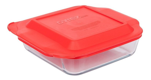 Fuente Cuadrada 20cm Pyrex 1.9 Litros Tapa Vidrio Horno