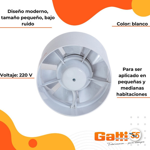 Imagen 4 de 9 de Extractor De Aire 4 100 Mm En Línea Baño/cocina Gatti Ven.