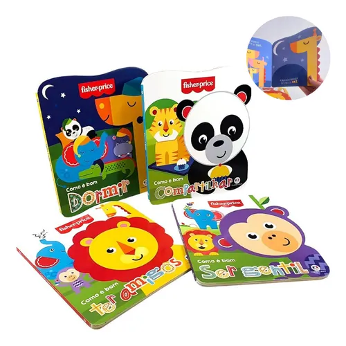 Kit 4 Livros Infantil Cartonado Recortado Fisher Price Coleção Como É Bom
