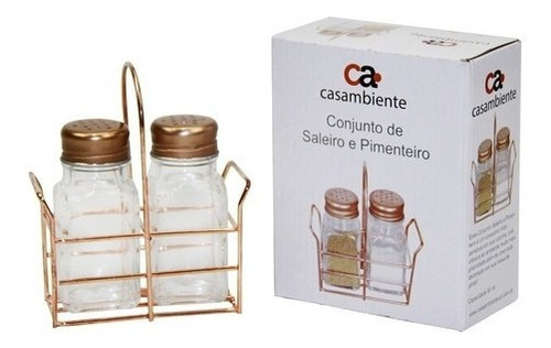 Set Salero Y Pimentero De Vidrio 2pz Con Base Especieros Color Caqui